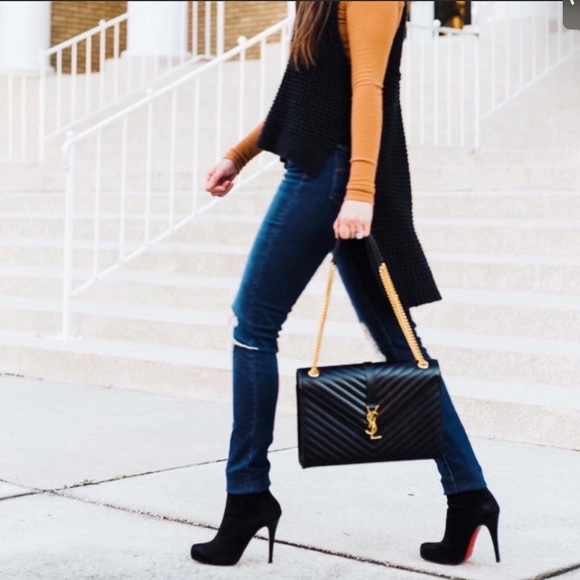 MSRP $3,200 Like New! YSL SAINT LAURENT ENVELOPE LARGE MATELASSÉ GRAIN DE POUDR - Picture 3 of 16